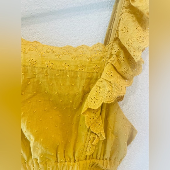 Altar'd State Mustard Yellow Ruffle Strap Mini Dress Size Small - Picture 3 of 3